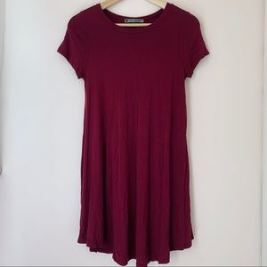 burgundy t-shirt dress
